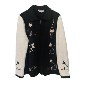 Tanjay Fabulous Women's  M‎ Cat Cardigan Sweater for the Sophisticated Cat Lady